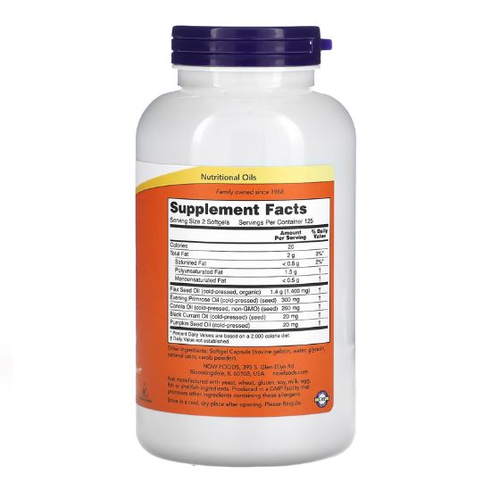 Omega 3-6-9, 1000mg, 250 softgels, NOW Foods - Vitax.ro