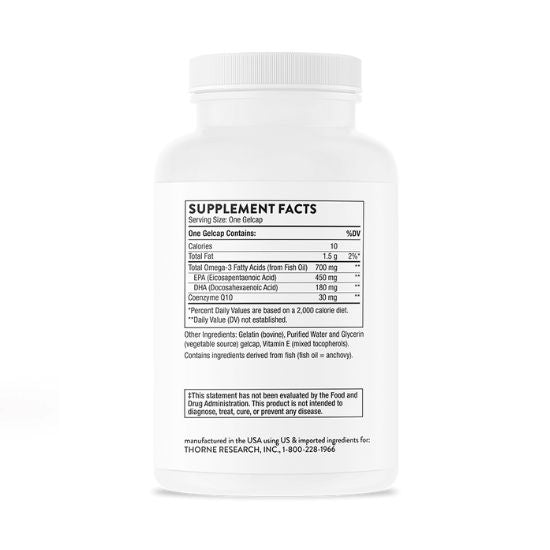 Omega-3 cu CoQ10, 90 Gelcaps, Thorne Research - Vitax.ro