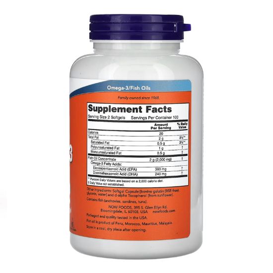 Omega-3 Molecularly Distilled, 200 softgels, NOW Foods - Vitax.ro