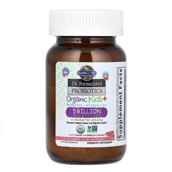 Dr. Formulated Probiotics Organic Kids+, Watermelon, 30 chewables, Garden of Life - Vitax.ro