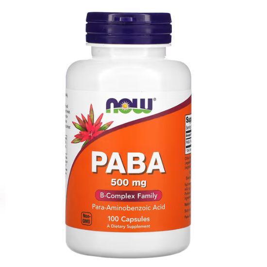 PABA, 500mg, 100 caps, NOW Foods - Vitax.ro