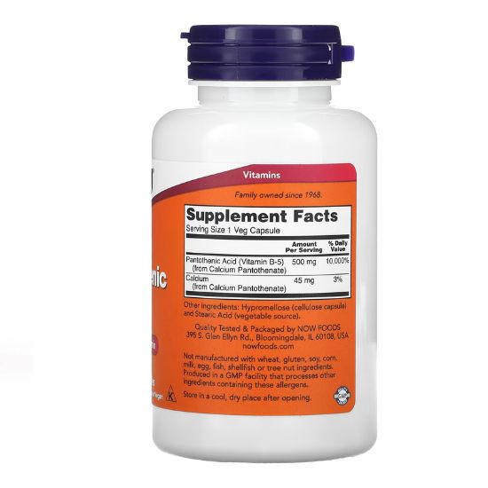 Pantothenic Acid, 500mg, 100 caps, NOW Foods - Vitax.ro