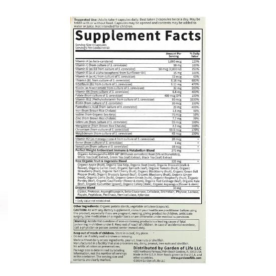 Vitamin Code Perfect Weight, 240 vcaps, Garden of Life - Vitax.ro