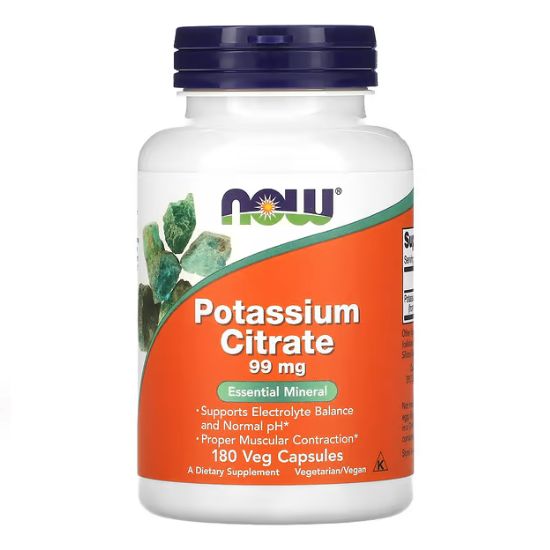 Potassium Citrate, 99mg, 180 vcaps, NOW Foods - Vitax.ro