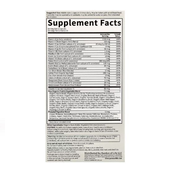 Vitamin Code Raw Prenatal, 90 vcaps, Garden of Life - Vitax.ro