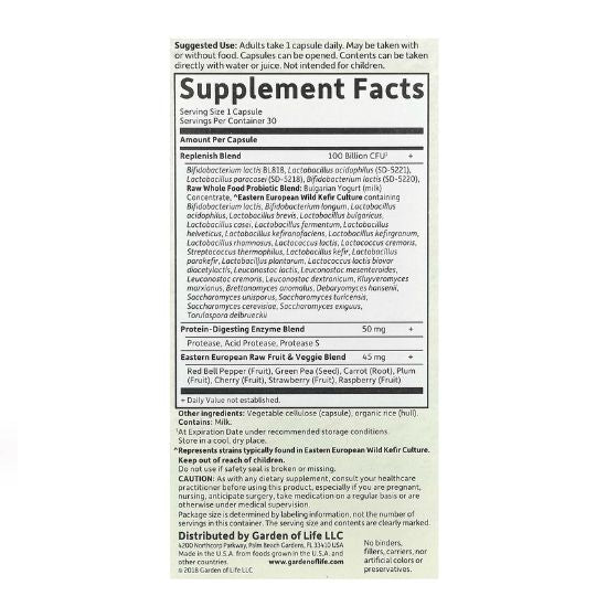 Raw Probiotics Ultimate Care, 30 vcaps, Garden of Life - Vitax.ro