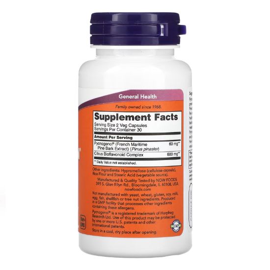 Pycnogenol, 30mg, 60 vcaps, NOW Foods - Vitax.ro