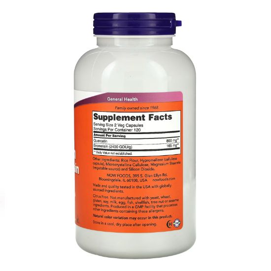 Quercetin with Bromelain, 240 vcaps, NOW Foods - Vitax.ro