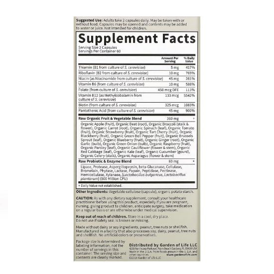 Vitamin Code Raw B-Complex, 120 vegan caps, Garden of Life - Vitax.ro