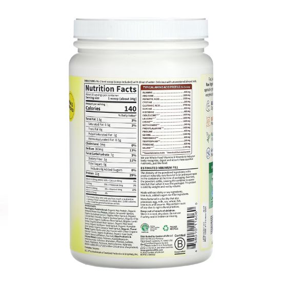 Raw Organic Protein, Vanilla Chai, 580g, Garden of Life - Vitax.ro