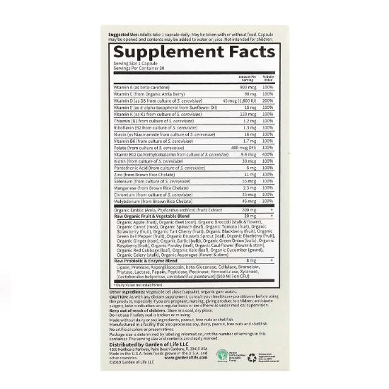 Vitamin Code Raw One for Men, 30 vcaps, Garden of Life - Vitax.ro