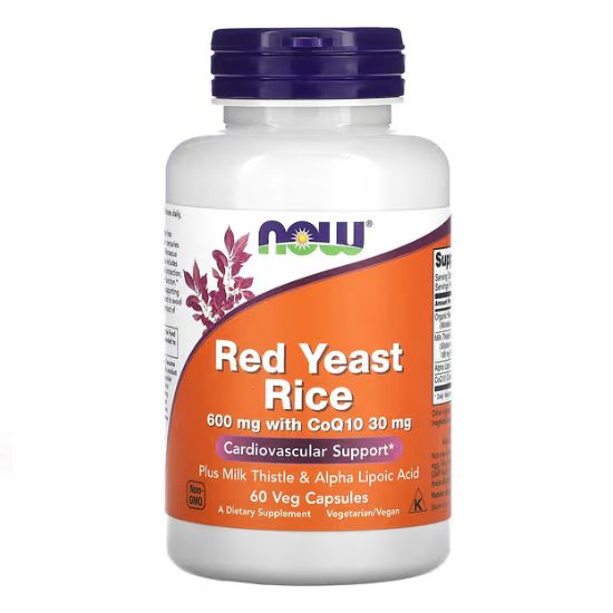 Red Yeast Rice with CoQ10, 600mg, 60 vcaps, NOW Foods - Vitax.ro
