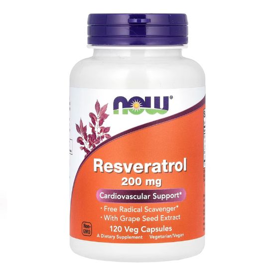 Natural Resveratrol with Red Wine Extract, 200mg, 120 vcaps, NOW Foods - Vitax.ro