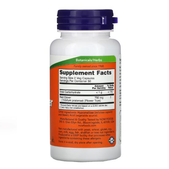 Red Clover, 375mg, 100 caps, NOW Foods - Vitax.ro