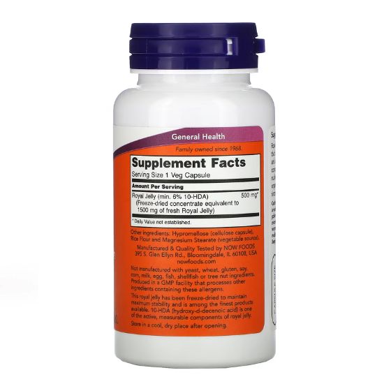 Royal Jelly, 1500mg Equivalency, 60 vcaps, NOW Foods - Vitax.ro