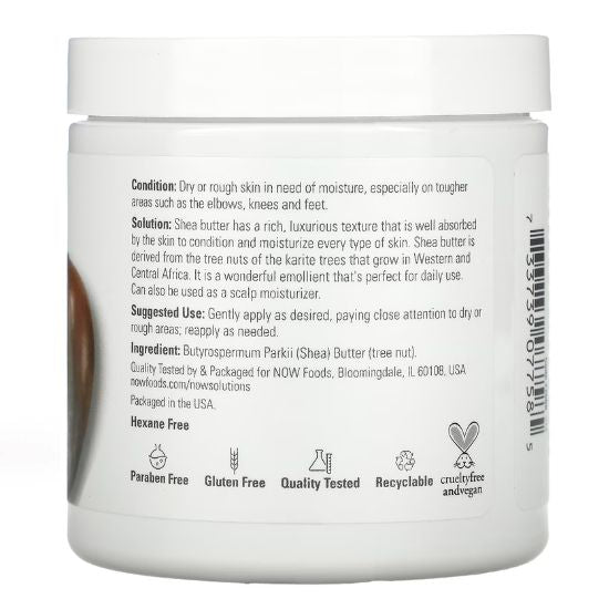 Shea Butter 100% Natural, 207 ml, NOW Foods - Vitax.ro