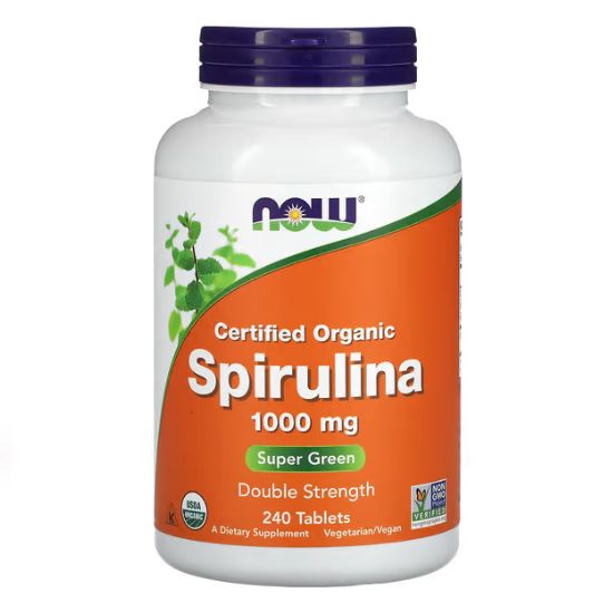 Certified Organic Spirulina, 1000mg, 240 tabs, NOW Foods - Vitax.ro