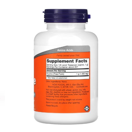 Taurine, Pure Powder, 227g, NOW Foods - Vitax.ro