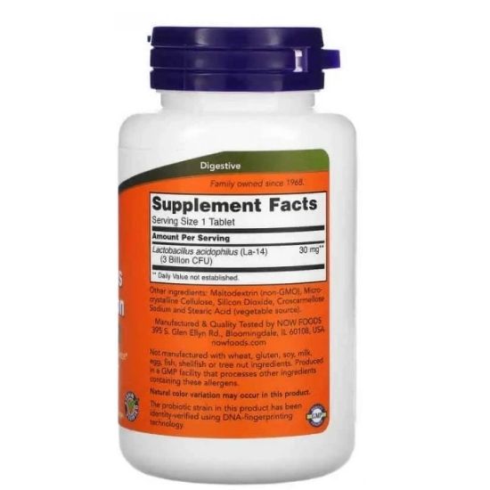 Acidophillus Three Billion, 180 tablets, NOW Foods - Vitax.ro