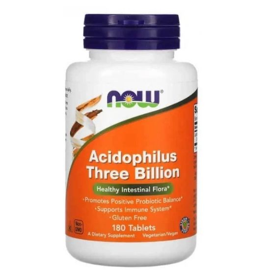 Acidophillus Three Billion, 180 tablets, NOW Foods - Vitax.ro
