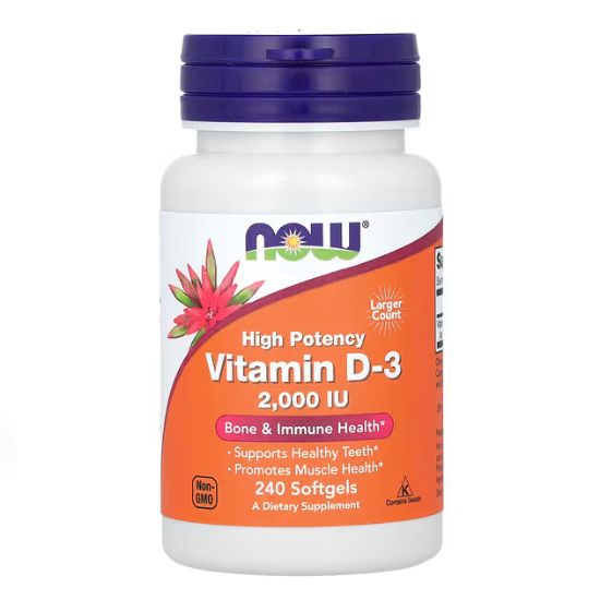 Vitamin D-3, 2000 IU, 240 softgels, NOW Foods - Vitax.ro