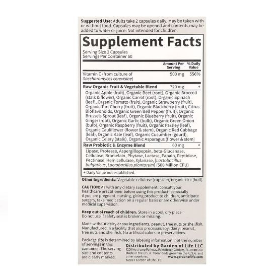 Vitamin Code Raw Vitamin C, 120 vegan caps, Garden of Life - Vitax.ro