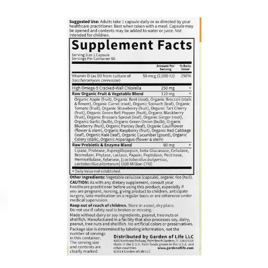 Vitamin Code Raw D3, 2000 IU, 60 vcaps, Garden of Life - Vitax.ro