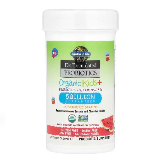 Dr. Formulated Probiotics Organic Kids+, Watermelon, 30 chewables, Garden of Life - Vitax.ro