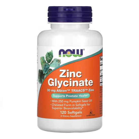 Zinc Glycinate, 120 softgels, NOW Foods - Vitax.ro