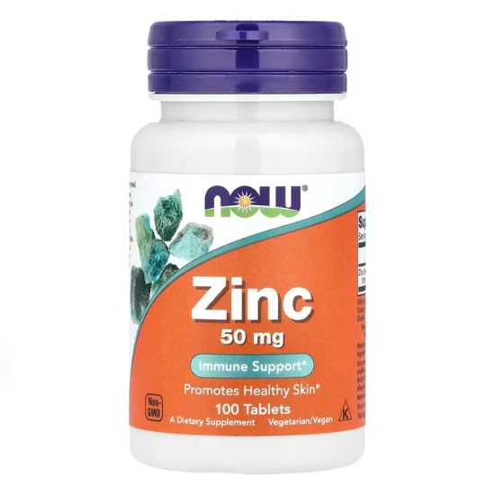 Zinc, 50mg, 100 tabs, NOW Foods - Vitax.ro