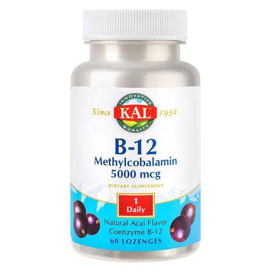 Methylcobalamin - Vitamina B12, 5000mcg, KAL, 60 Comprimate Pentru Supt - Vitax.ro