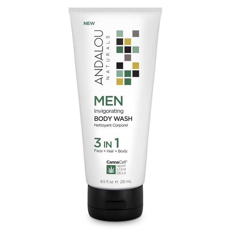 MEN Invigorating Body Wash 3 IN 1, Andalou Naturals, 251ml - Vitax.ro