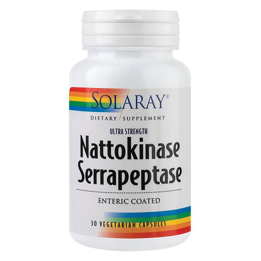 Nattokinase Serrapeptase, Solaray, 30 Capsule Vegetale Protejate Enteric - Vitax.ro