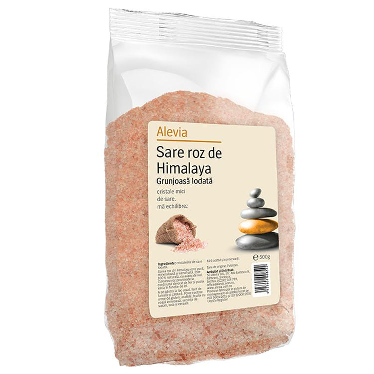 Sare Roz de Himalaya Grunjoasa Iodata, Alevia, 500g - Vitax.ro