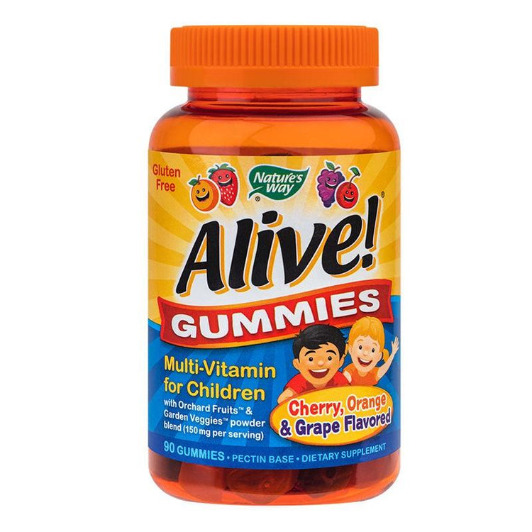 Alive Gummies Multi-Vitamin For Children, Nature'S Way, Gust de Portocale, Cirese si Struguri, Flacon cu 90 Jeleuri - Vitax.ro