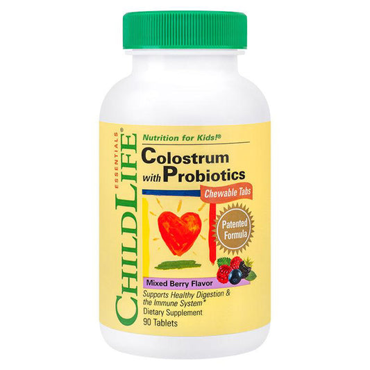 Colostrum With Probiotics Chewable Tabs, Childlife Essentials, Gust de Fructe, 90 Tablete Masticabile - Vitax.ro