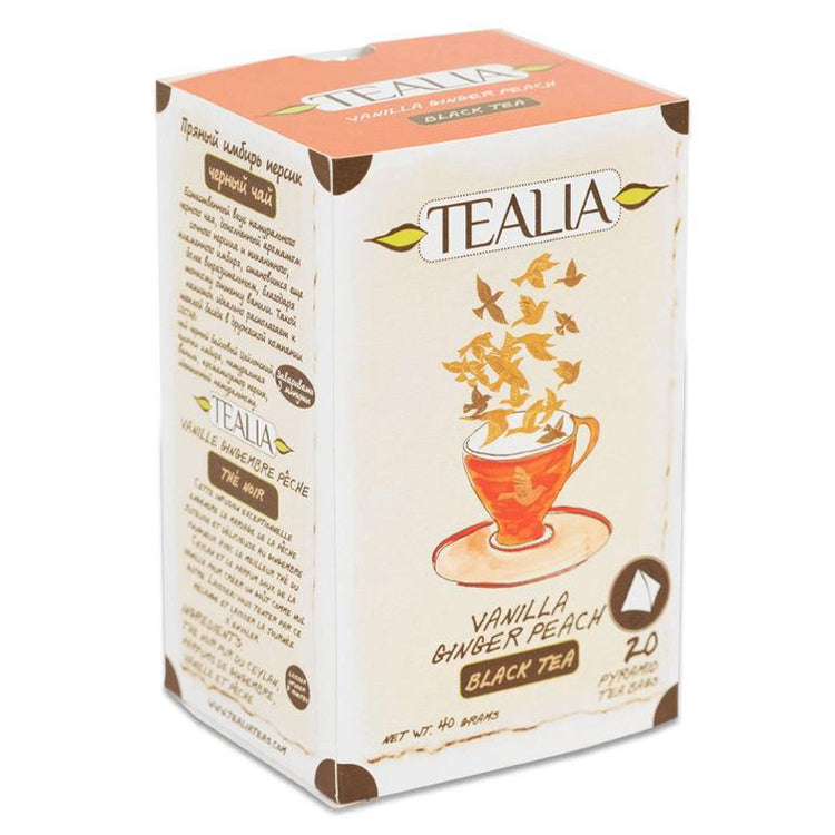 Vanilla Ginger Peach, Tealia, Cutie cu 20 Plicuri Piramida x 2g - Vitax.ro