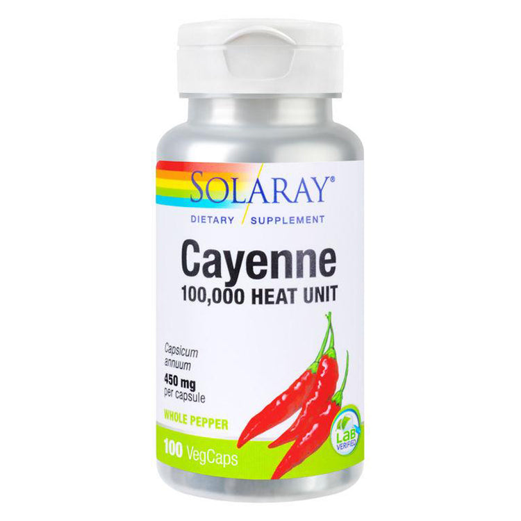 Cayenne - Ardei Iute, 450mg, Solaray, 100 Capsule Vegetale - Vitax.ro
