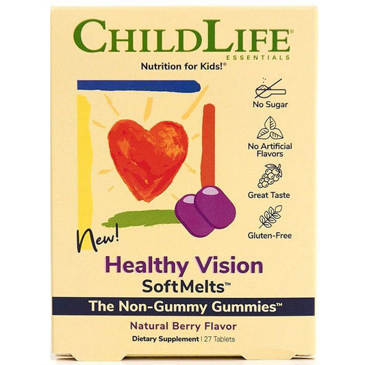 Healthy Vision SoftMelts, Childlife Essentials, Gust de Fructe de Padure, SoftMelts, Cutie cu 27 Tablete Masticabile - Vitax.ro