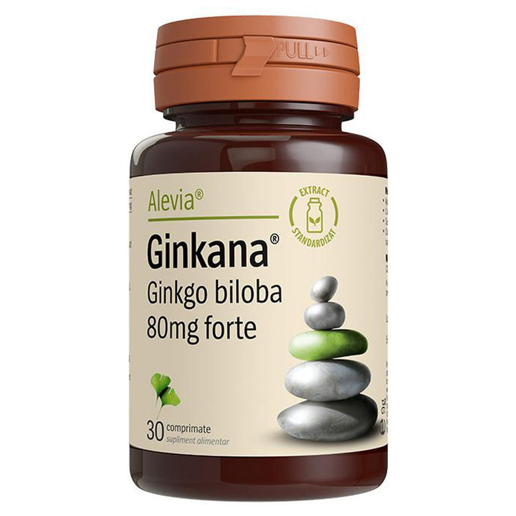 Ginkana Ginkgo Biloba 80mg Forte, Alevia, 30 Comprimate - Vitax.ro