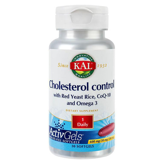 Cholesterol Control With Red Yeast Rice CoQ-10 Omega-3, KAL, Activ Gels, 30 Capsule Moi - Vitax.ro