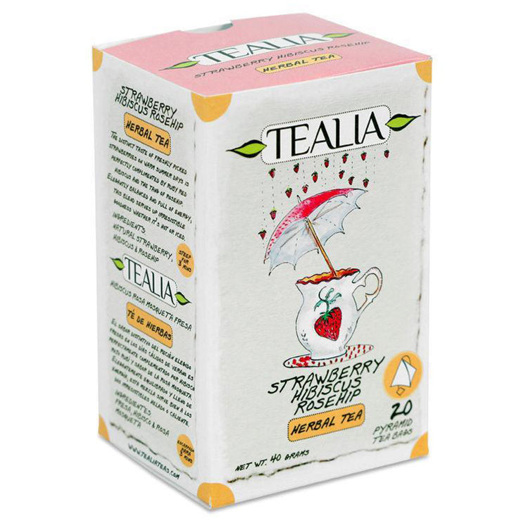 Strawberry Hibiscus Rosehip, Tealia, Cutie cu 20 Plicuri Piramida x 2g - Vitax.ro