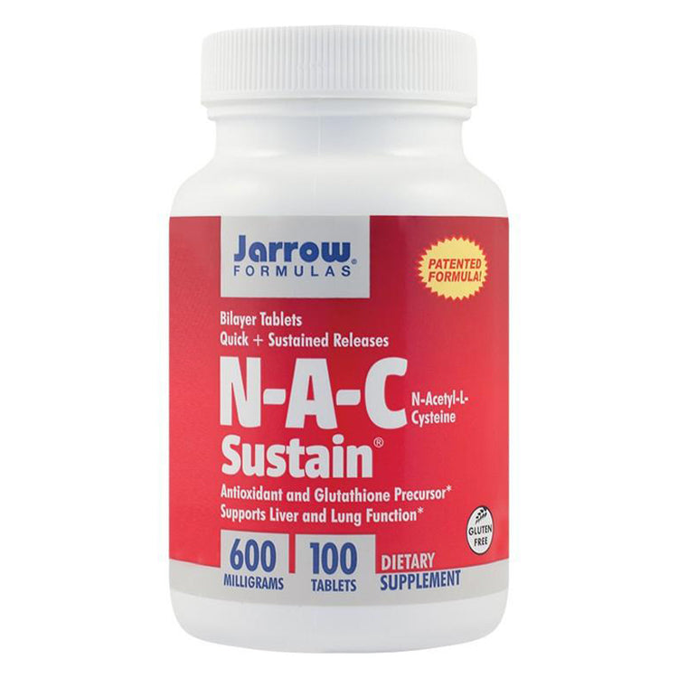 N-A-C Sustain 600mg, Jarrow Formulas, Cu Eliberare Prelungita Bilayer Sustain, 100 Tablete - Vitax.ro