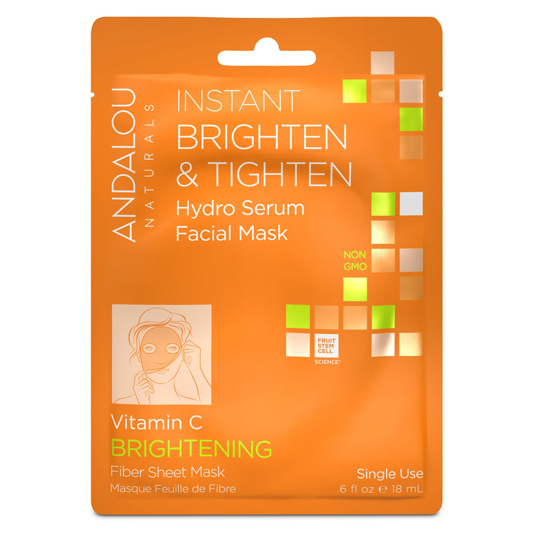 Instant Brighten & Tighten Hydro Serum Facial Mask, Andalou Naturals, 18ml - Vitax.ro