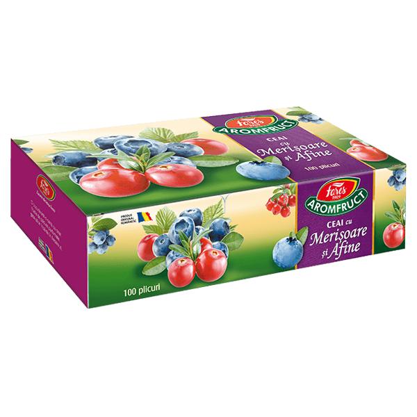 Aromfruct Ceai cu Merisoare si Afine, Fares, 100 Plicuri - Vitax.ro