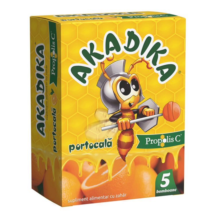 Acadele Akadika Propolis C Portocala, Fiterman Pharma, 5 Bomboane - Vitax.ro