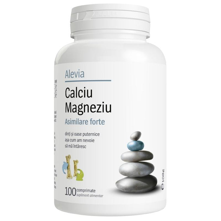 Calciu Magneziu Asimilare Forte, Alevia, 100 Comprimate - Vitax.ro