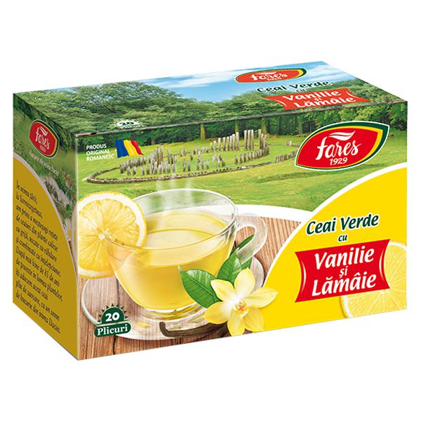 Ceai Verde cu Lamaie si Vanilie, Fares, 20 Pliculete - Vitax.ro