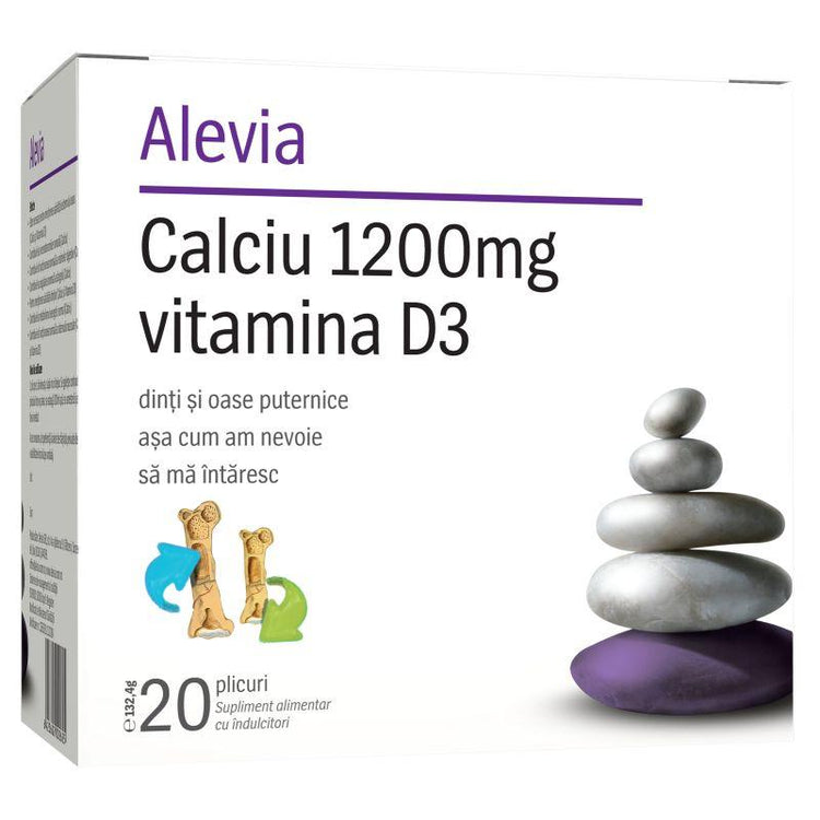 Calciu 1200mg Vitamina D3, Alevia, 20 Plicuri - Vitax.ro