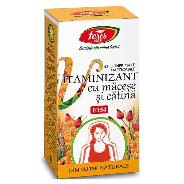 Vitaminizant cu Macese si Catina F154, Fares, 63 Comprimate Masticabile - Vitax.ro